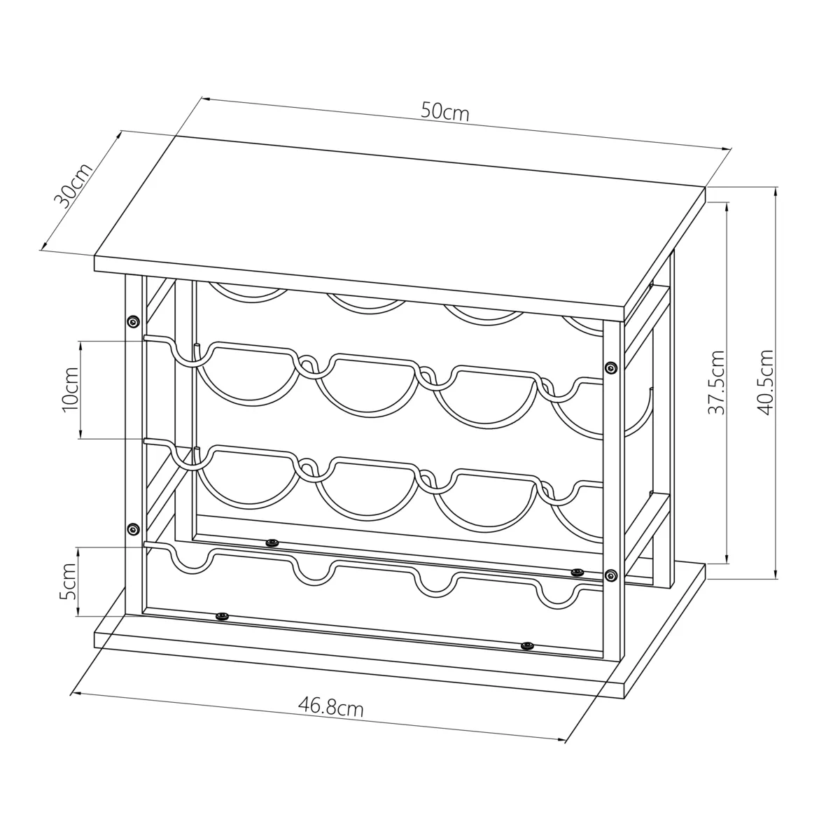 Mueble portabotellas industrial con 12 compartimentos (H40 cm) Auguste Negro