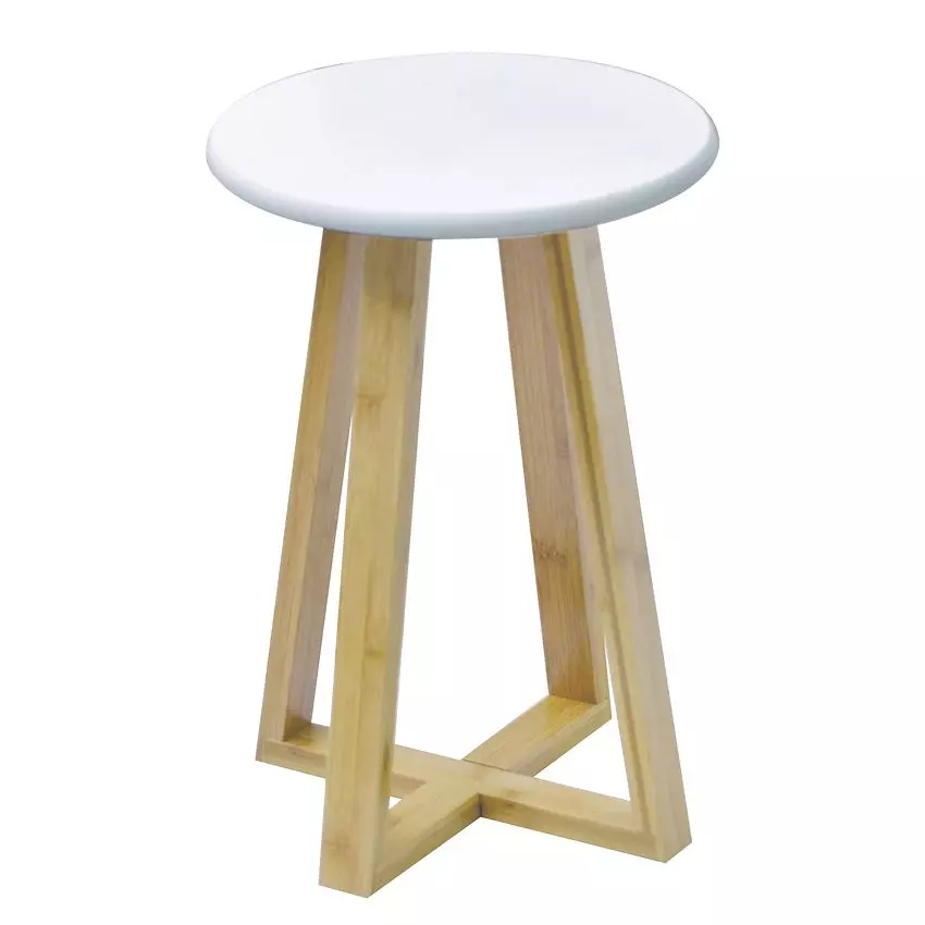 Tabouret plateau Bambou Blanc 2