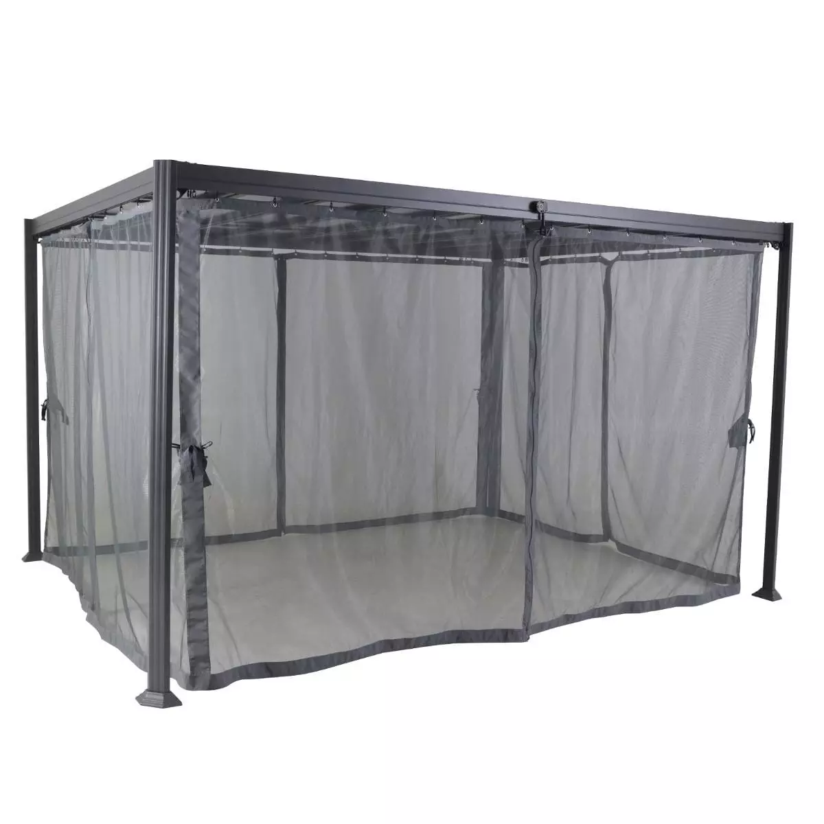 Moustiquaire pour parasol de terrasse double face de 4,6 m avec double fermeture éclair en bas pour terrasse, tonnelle, auvent escamotable, 3 x 3 m, interchangeable (noir, 4,6 m