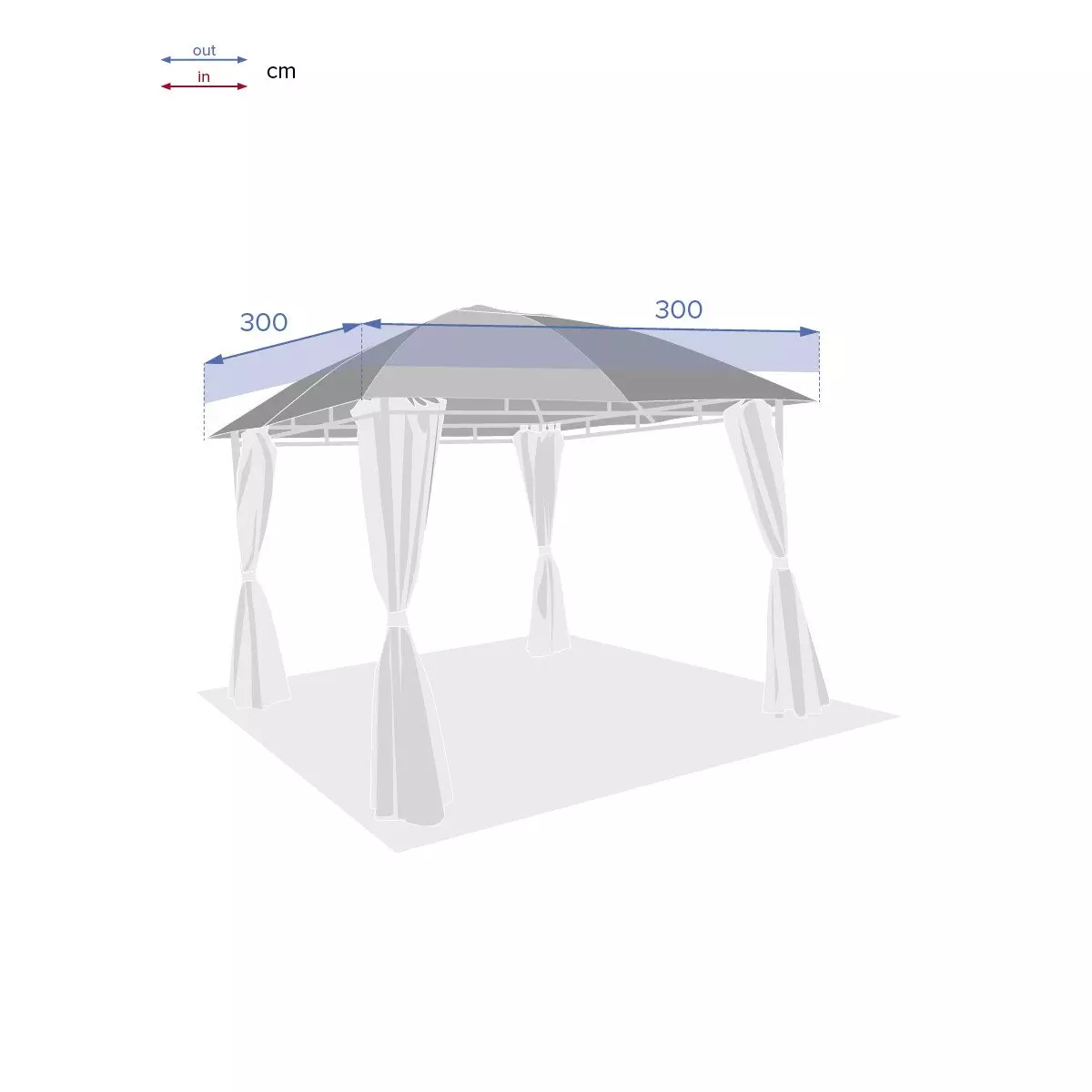 Ersatzdach für Pavillon Sawara (3 x 3 m) - Helles beige 3