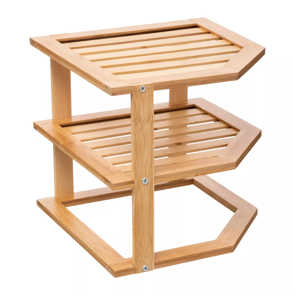 Eckregal aus Bambus Naturfarben 1