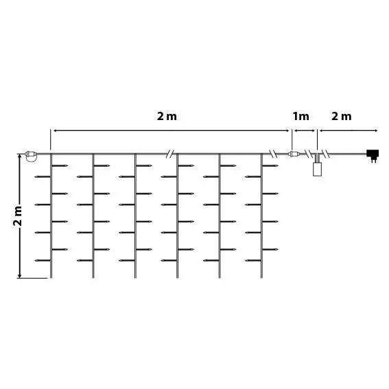 Lichtervorhang koppelbar H2 m Warmweiß 96 LEDs 127