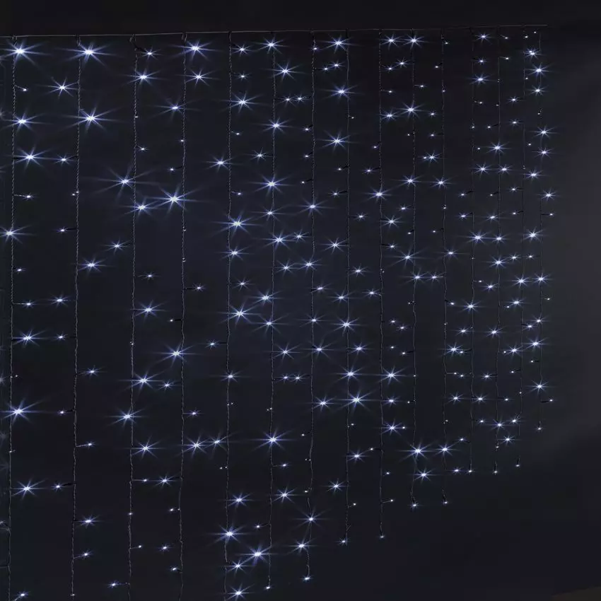 Rideau lumineux à piles H2 m Blanc froid 300 LED 1