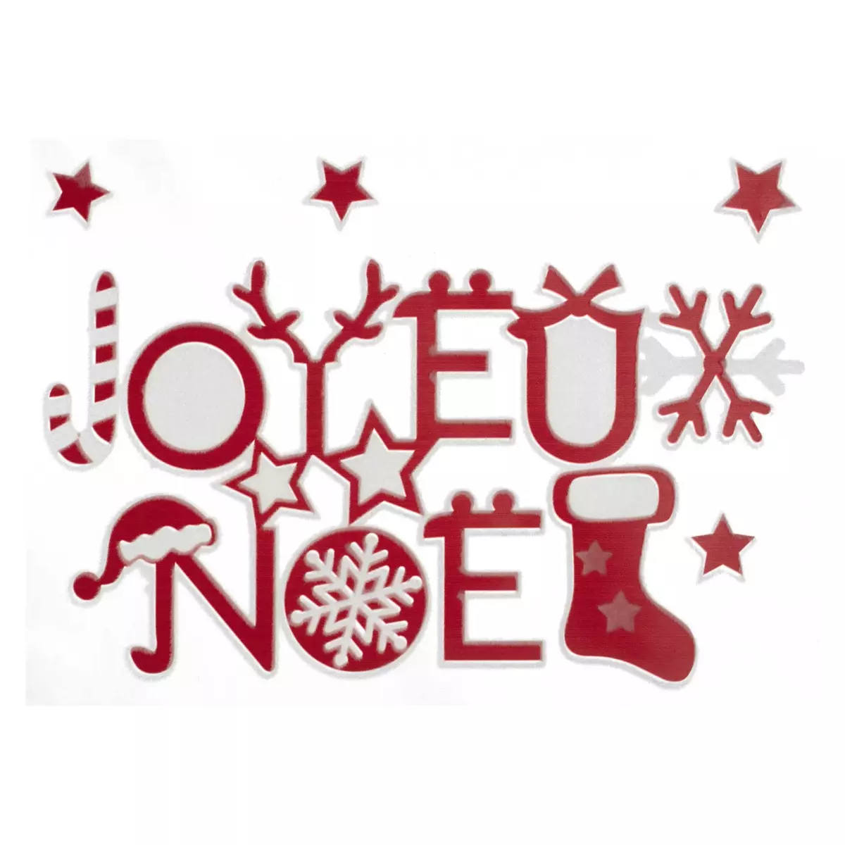 Vitrostatique Joyeux Noël rouge 1