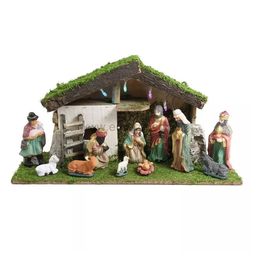 Complete verlichte kerststal Saint-David 1