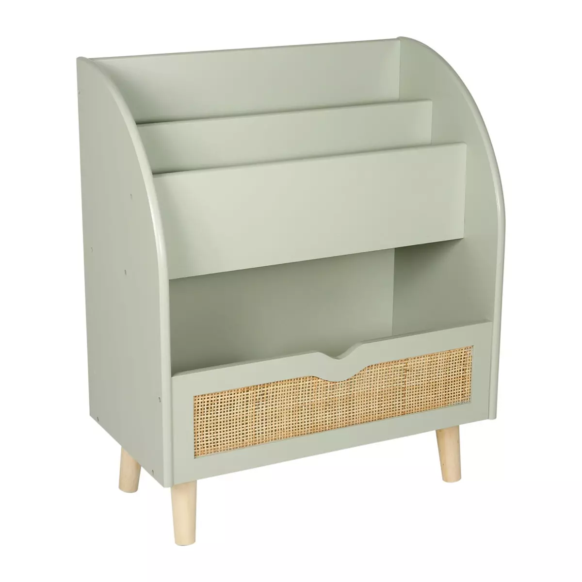 Bibliothèque enfant cannage César Verte 1