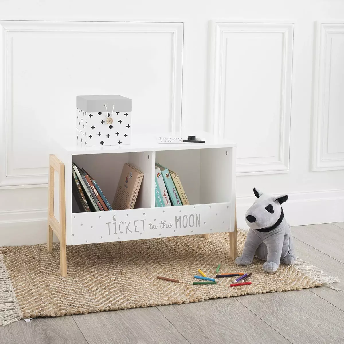 Rangement enfant casier double Ecriture Blanc 1