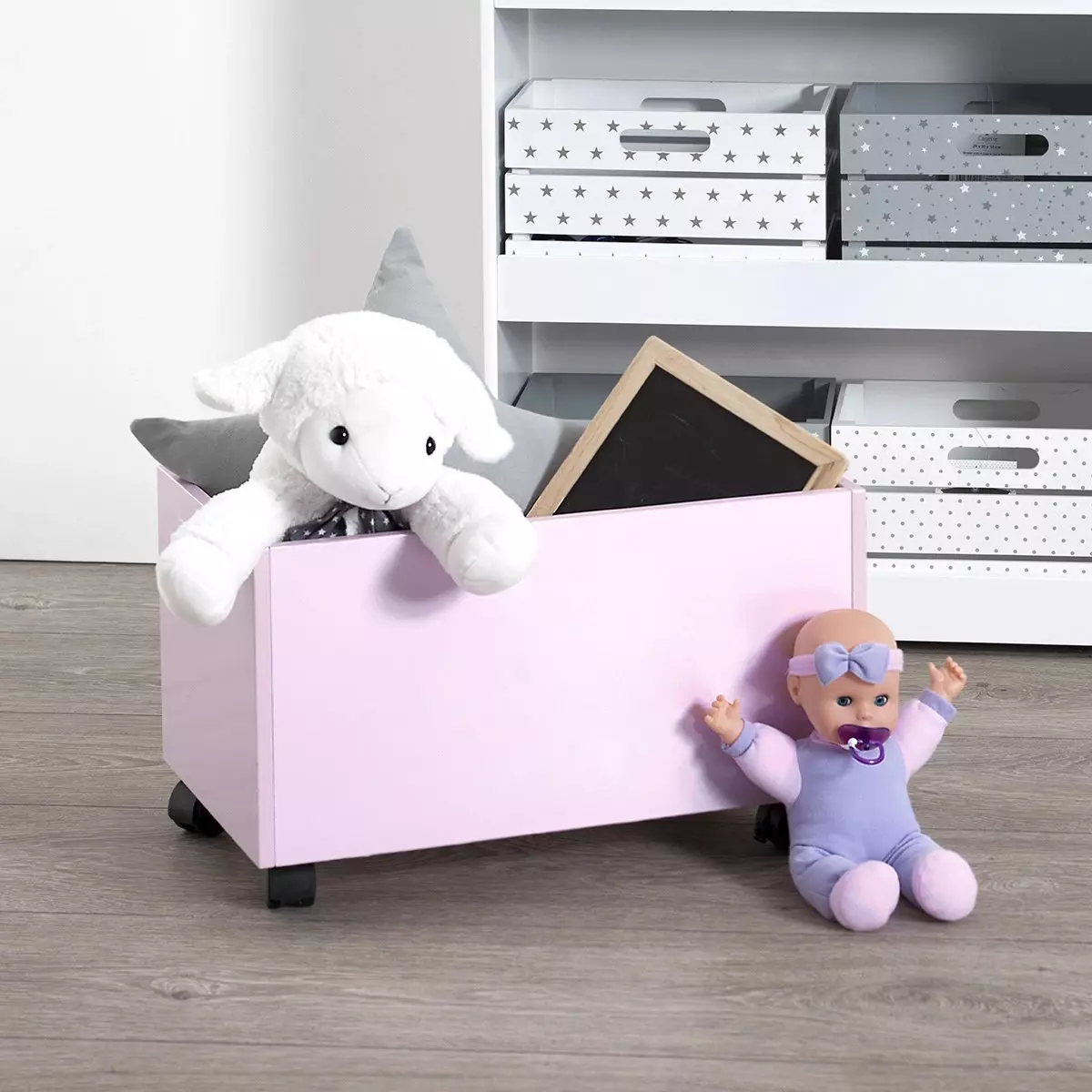 Coffre à jouets enfant Oxo Rose 1