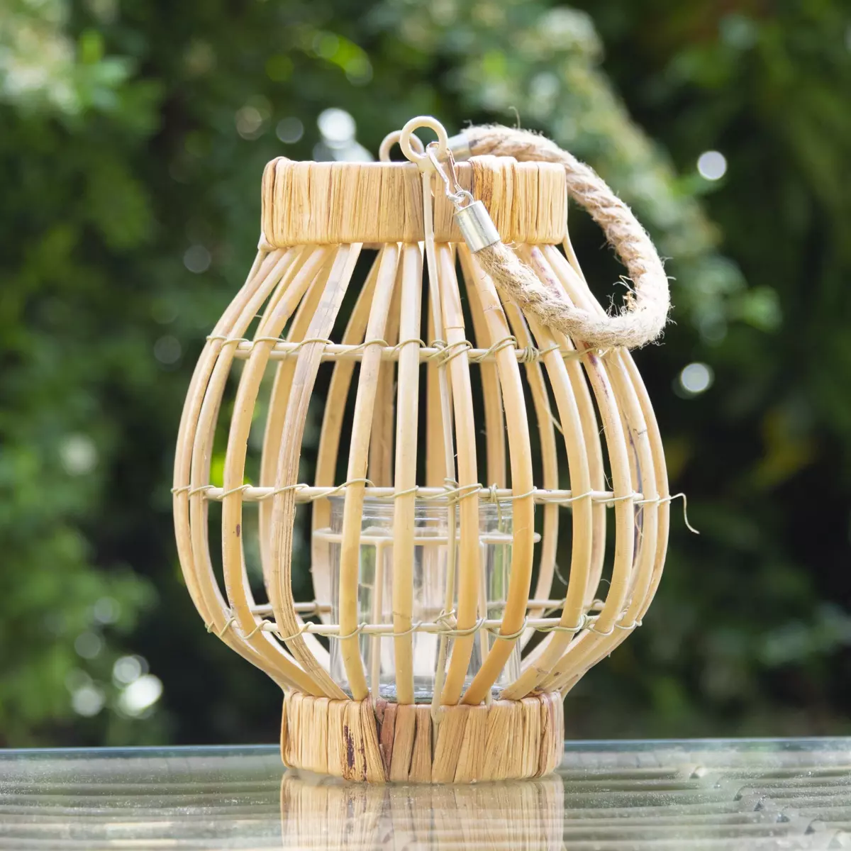 Laterne Rattan Beige - Gartendeko, Möbel & Accessoires