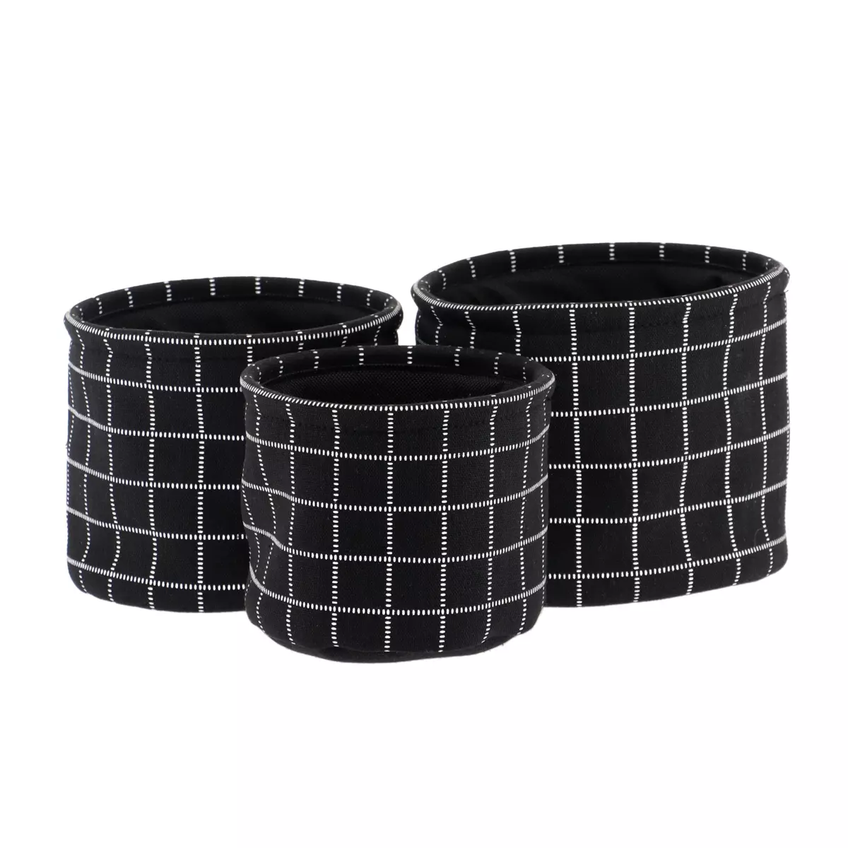 3er Set Körbe Carreaux Schwarz 1