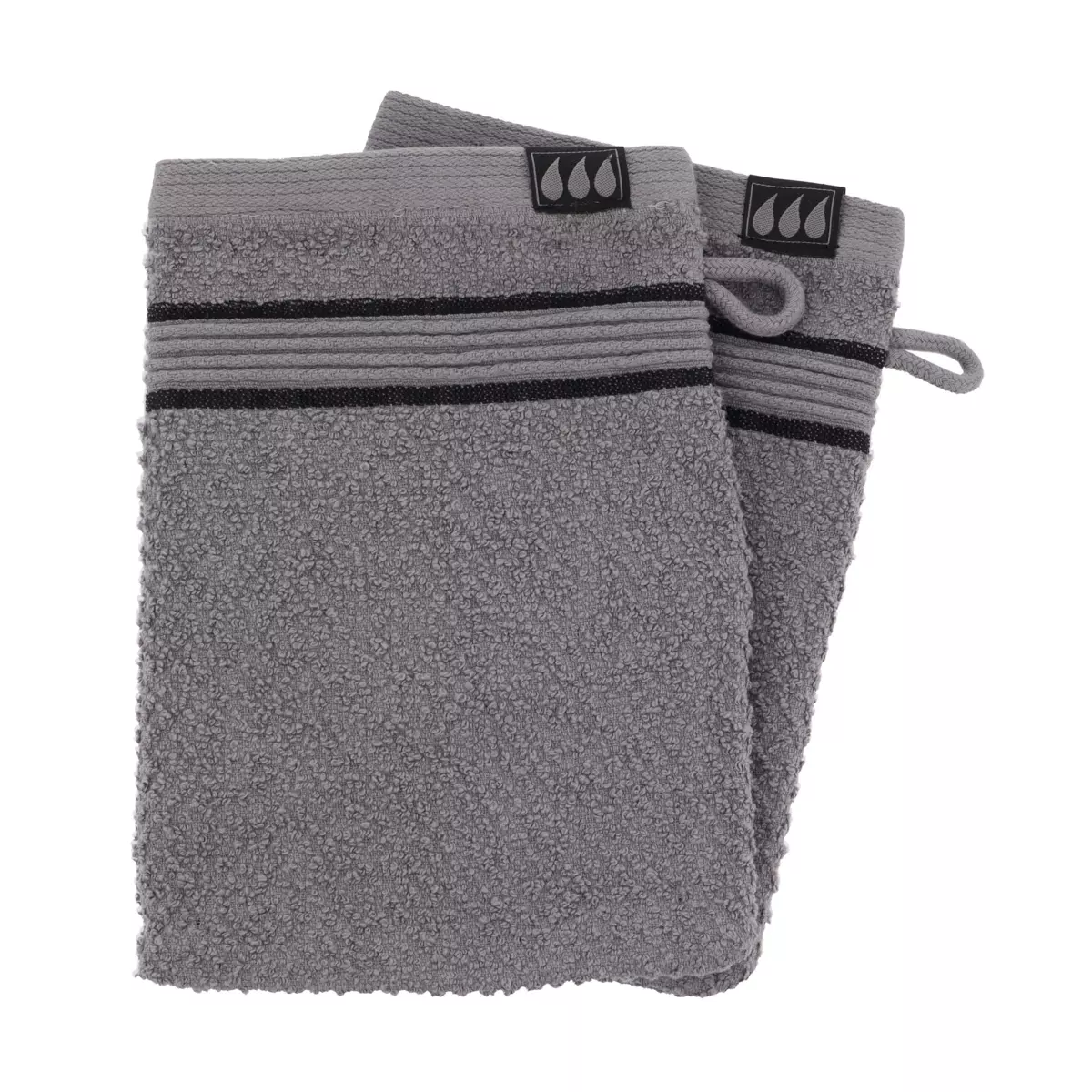 Set di due guanti in spugna di cotone Black Line Grigio / nero 1