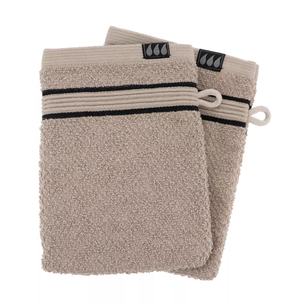 Set di due guanti in spugna di cotone Black Line Grigio spago / nero 1