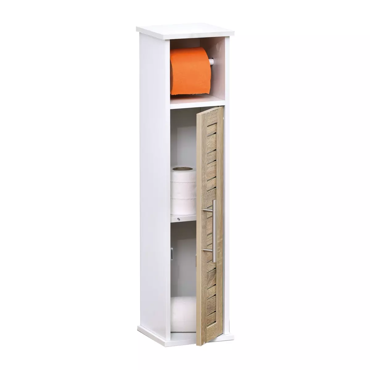 Meuble dérouleur papier toilette avec réserve Stockholm Blanc/Bois 1