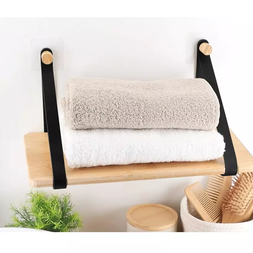 Regal zum Kleben aus Bambus Easy Chic Schwarz 1