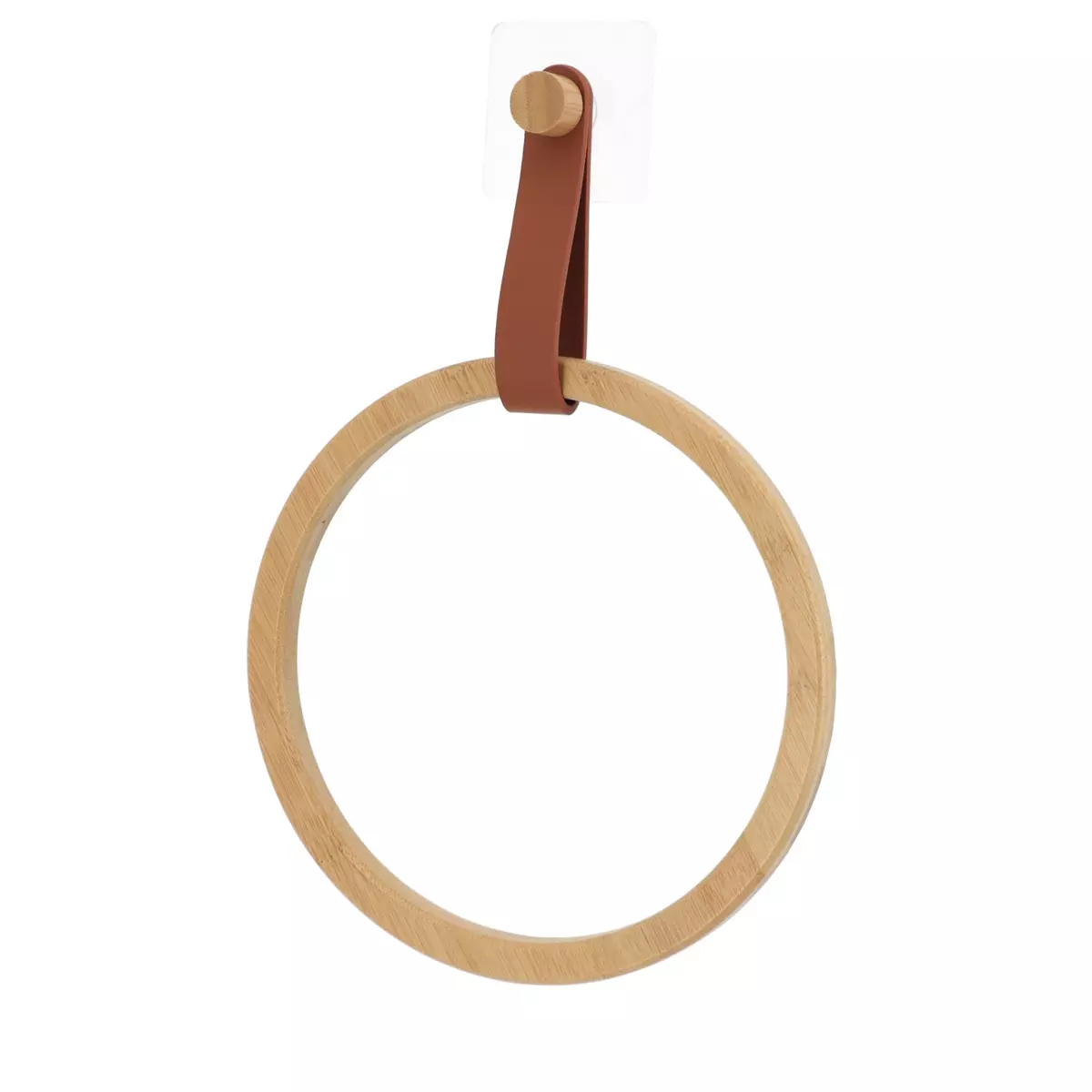 Porte serviette adhésif arrondi Easy Chic Caramel 2