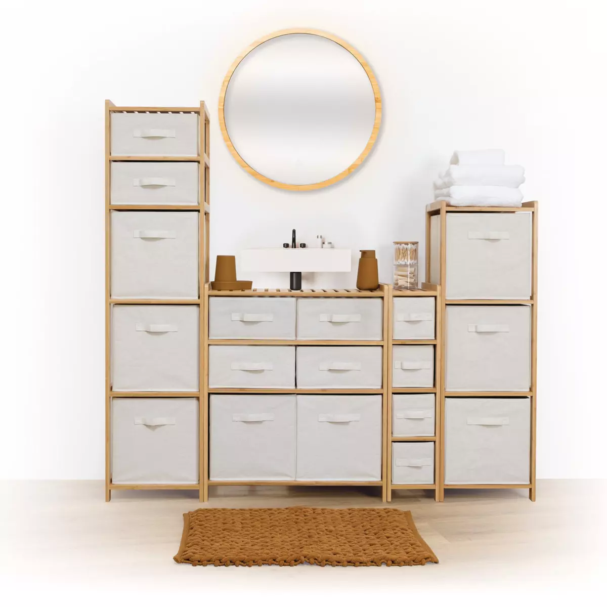 Meuble paniers 4 niveaux Tidy box Marron