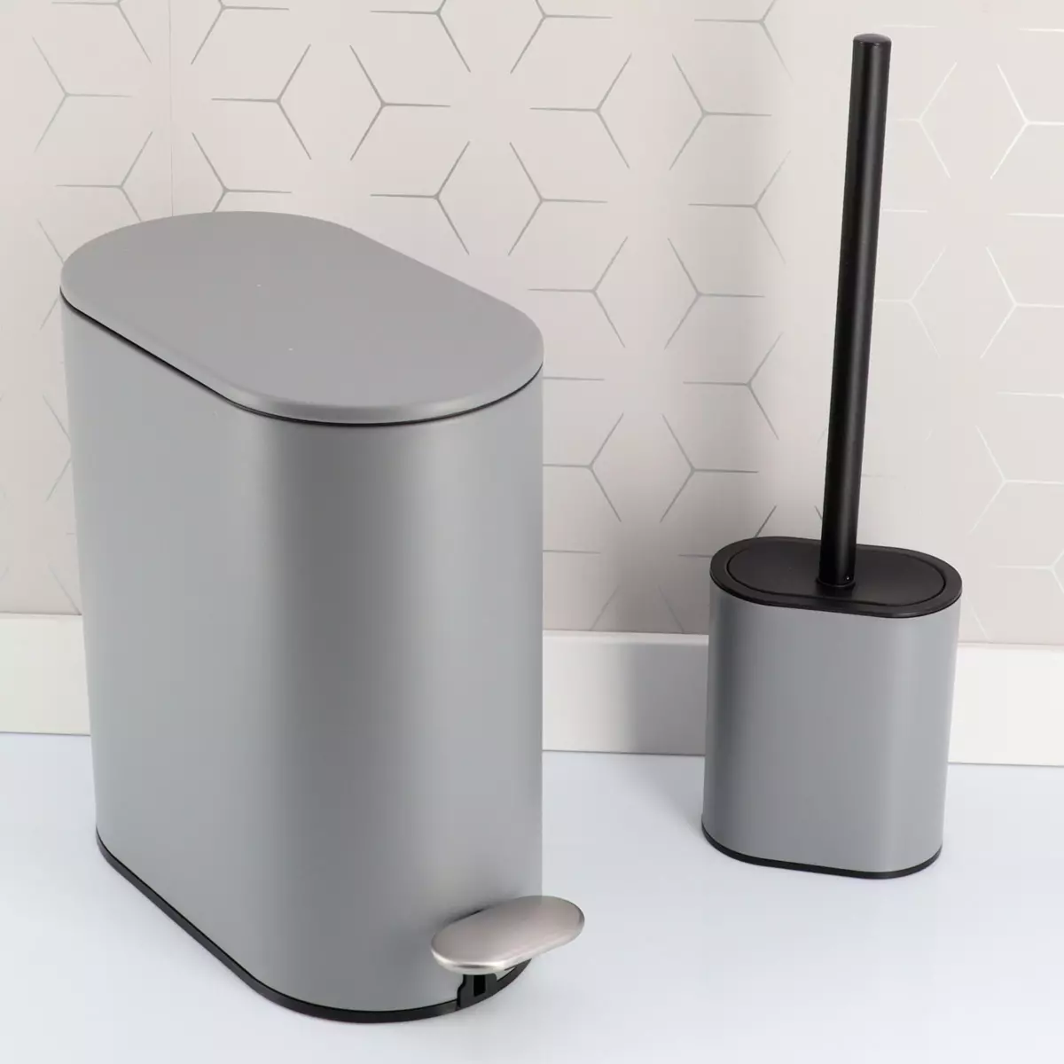 Scopino WC testa piatta Black Line Grigio/Nero 2