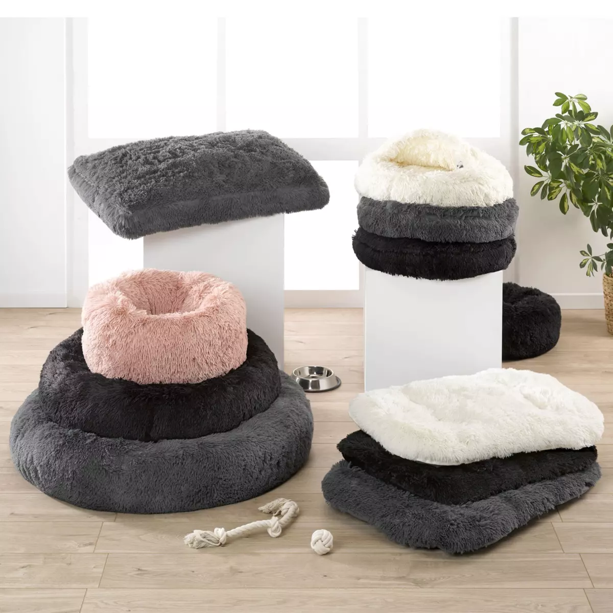 Matelas flocon réversible pour chat et chien Fluffy L87 cm Anthracite 2