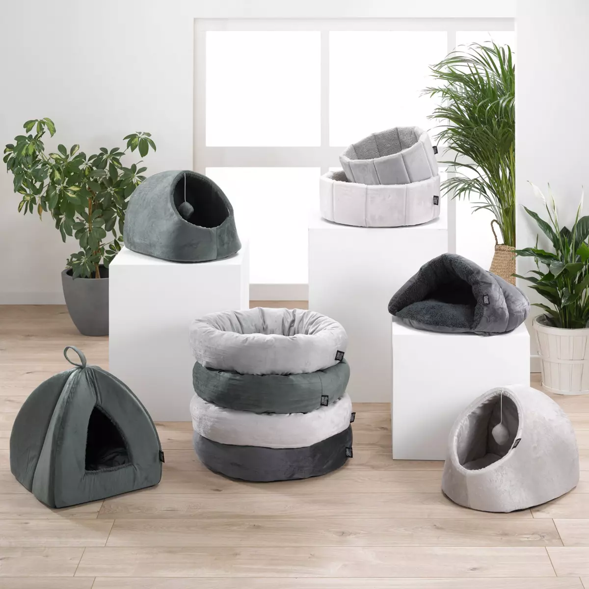 Niche d'intérieur avec jouet pour chat Sweet L35 cm Gris clair 2