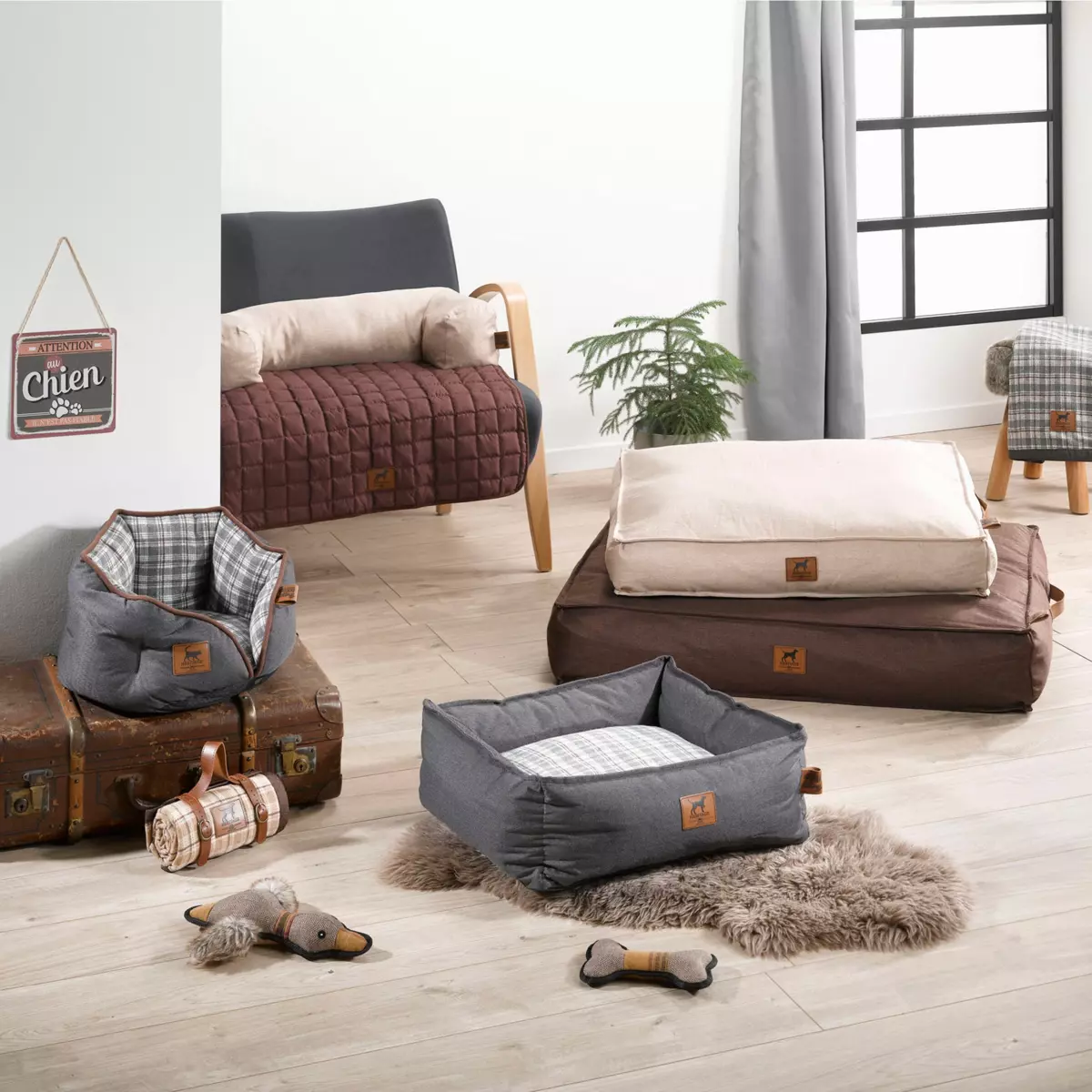 Mand rechthoekig (hond & kat) Héritage L55 cm Hazelnootkleur 2