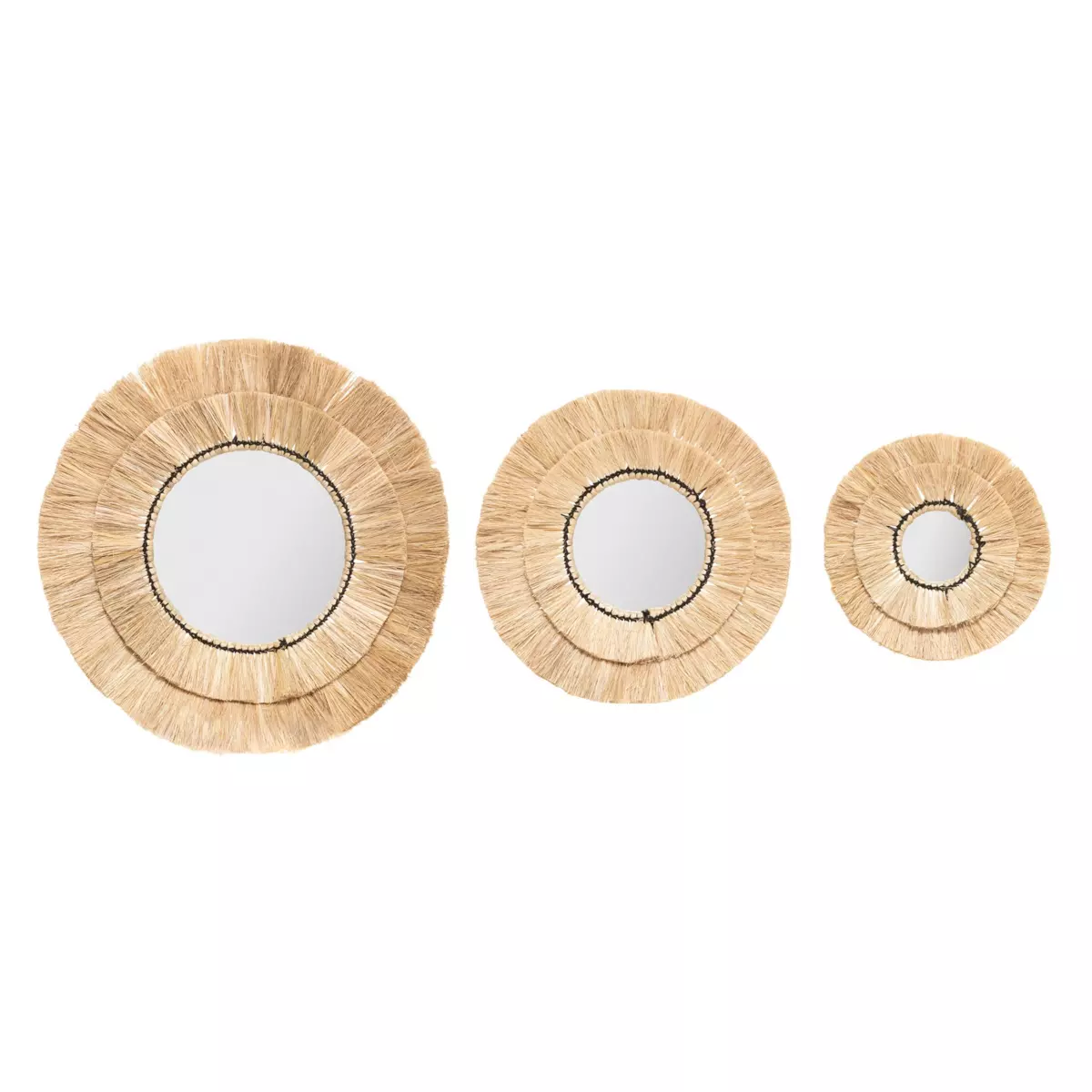 3er Set Spiegel aus Bast Alba Beige 3