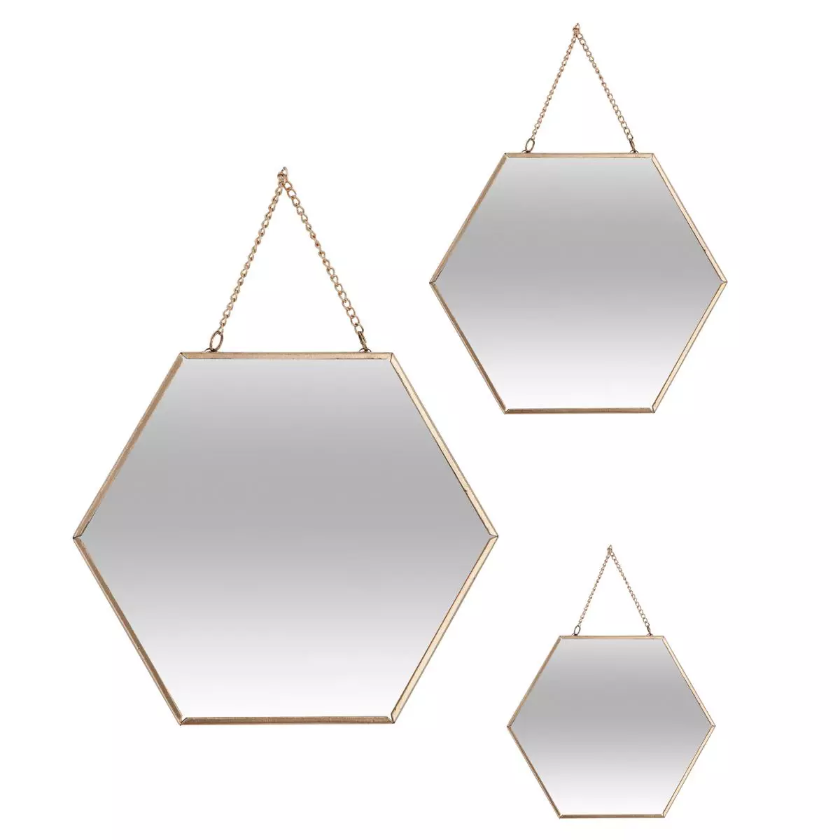 Set van 3 spiegels Hexa Goud 2