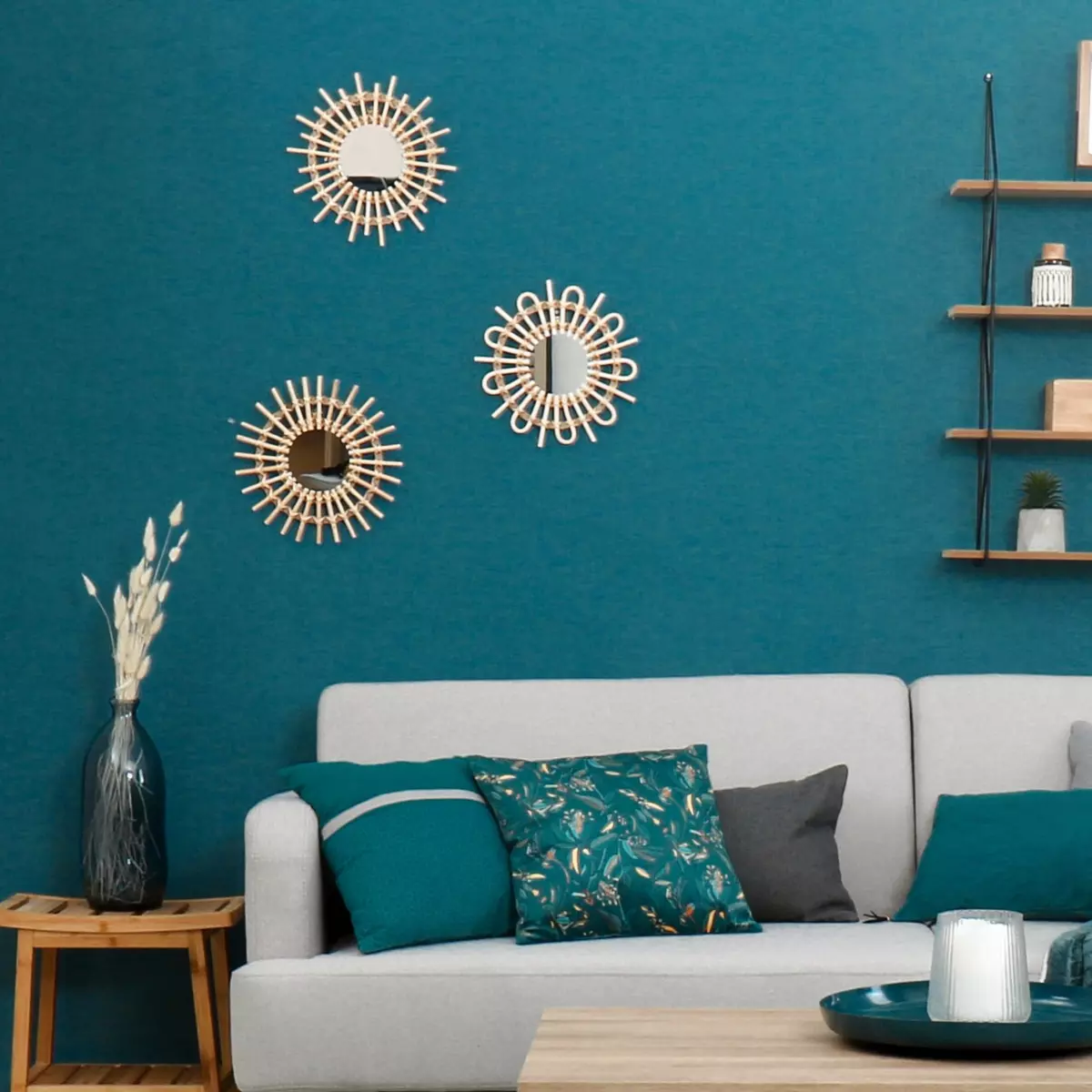 3er Set Spiegel Soleil Rattan Beige 3