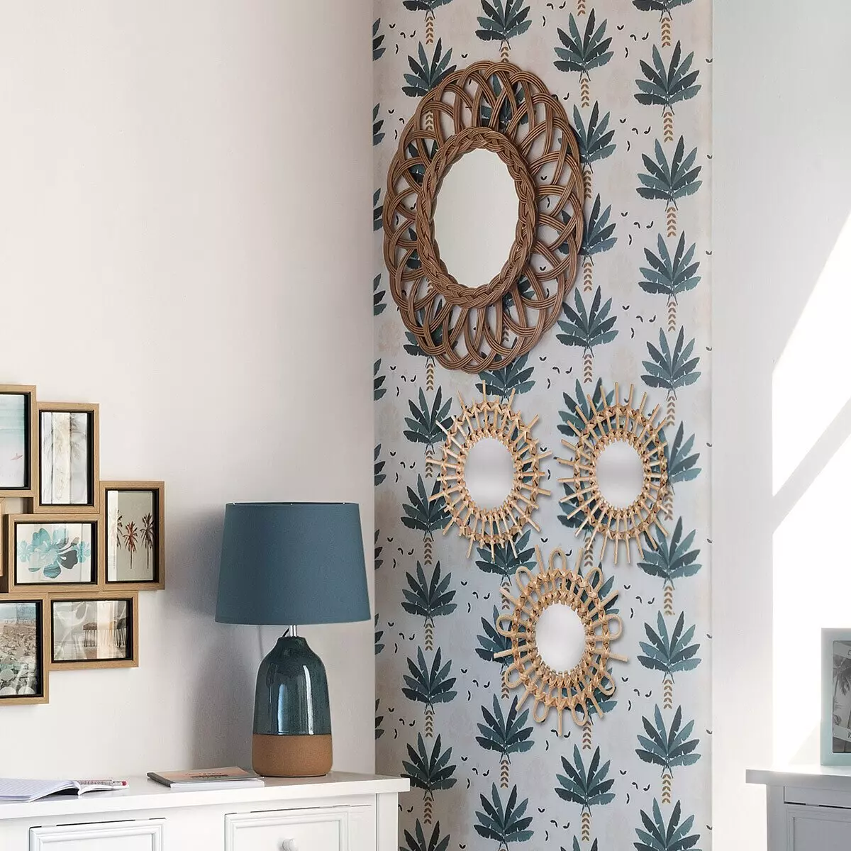 3er Set Spiegel Soleil Rattan Beige 5