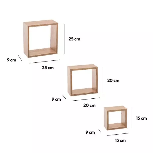 Lote de 3 estanterías Cubo Natural Modelo pequeño 3