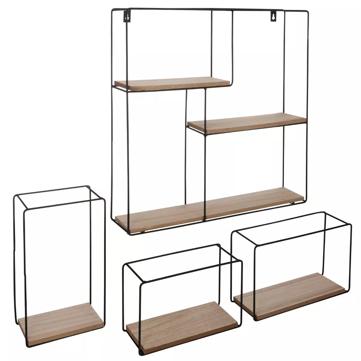 HAKU Möbel Set Di 2 Mensole A Muro In Metallo, Nero – Dimensioni L 85/95 Cm X A 17/20 Cm X P 17/20 Cm – Stile Moderno E Minimal, Ripiani In Acciaio Verniciato, Già Montate