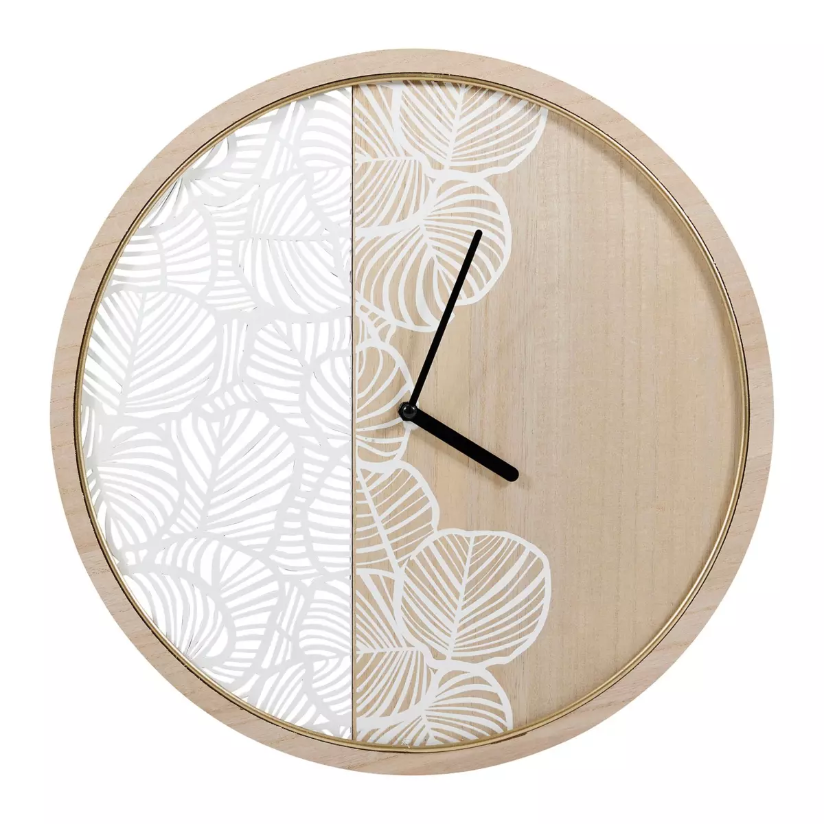 Horloge murale bois Calathea Blanche 1