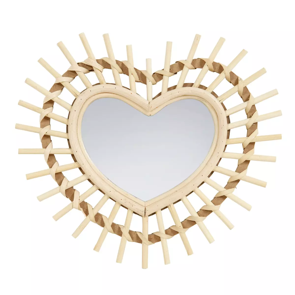 Miroir Bambou Coeur Beige 1