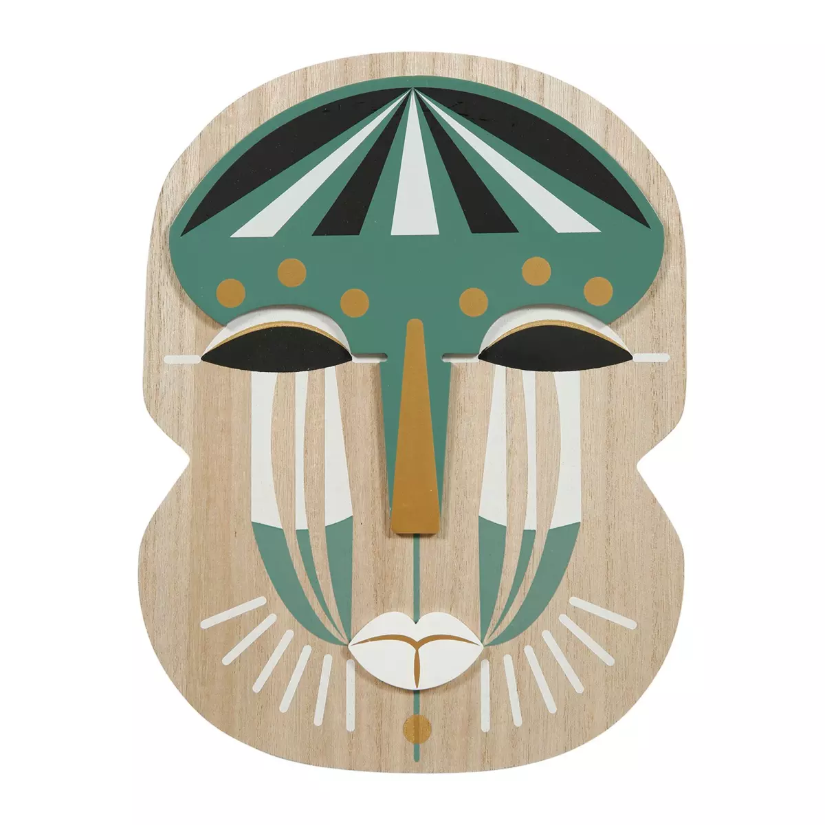 Masque en bois Visage Vert 2