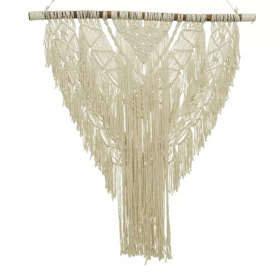 Décoration murale grand modèle Macramé Coton Beige 2