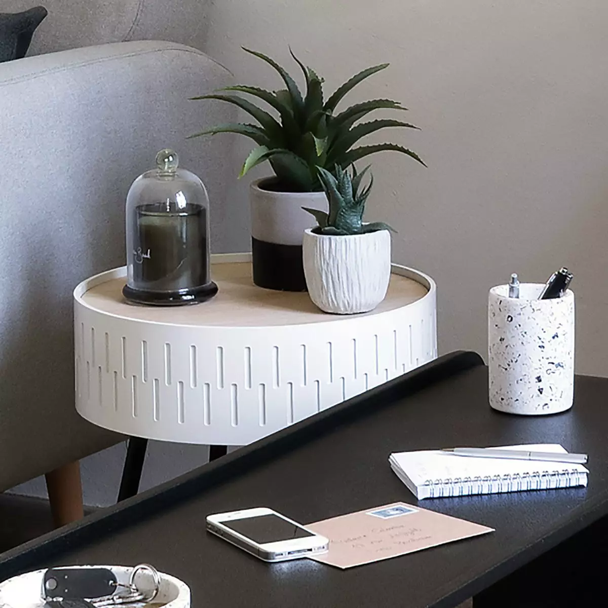 Beistelltisch mit Stauraum Shiro Weiß 1