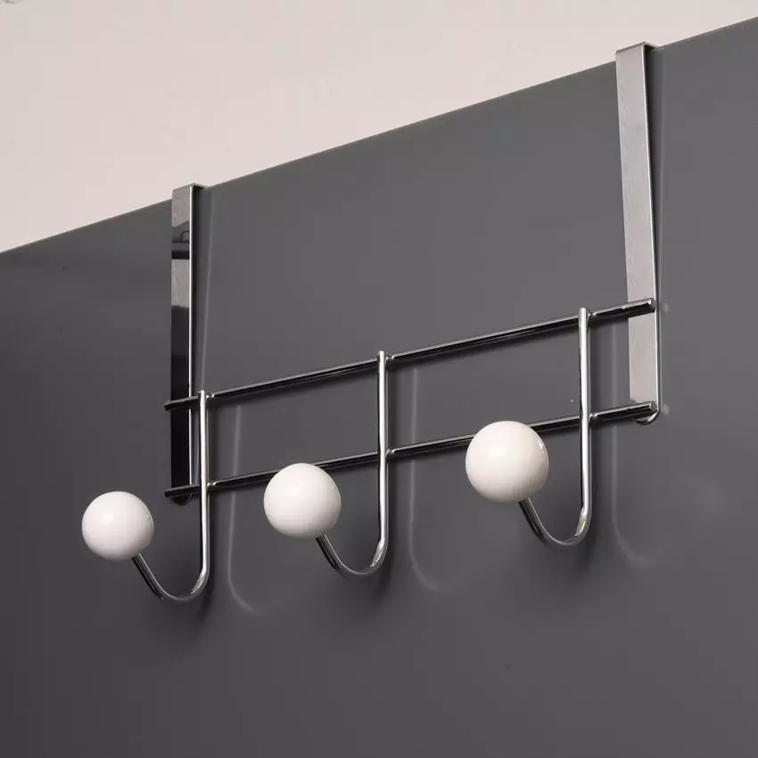 Patère à suspendre 3 crochets Chrome - Blanc 1