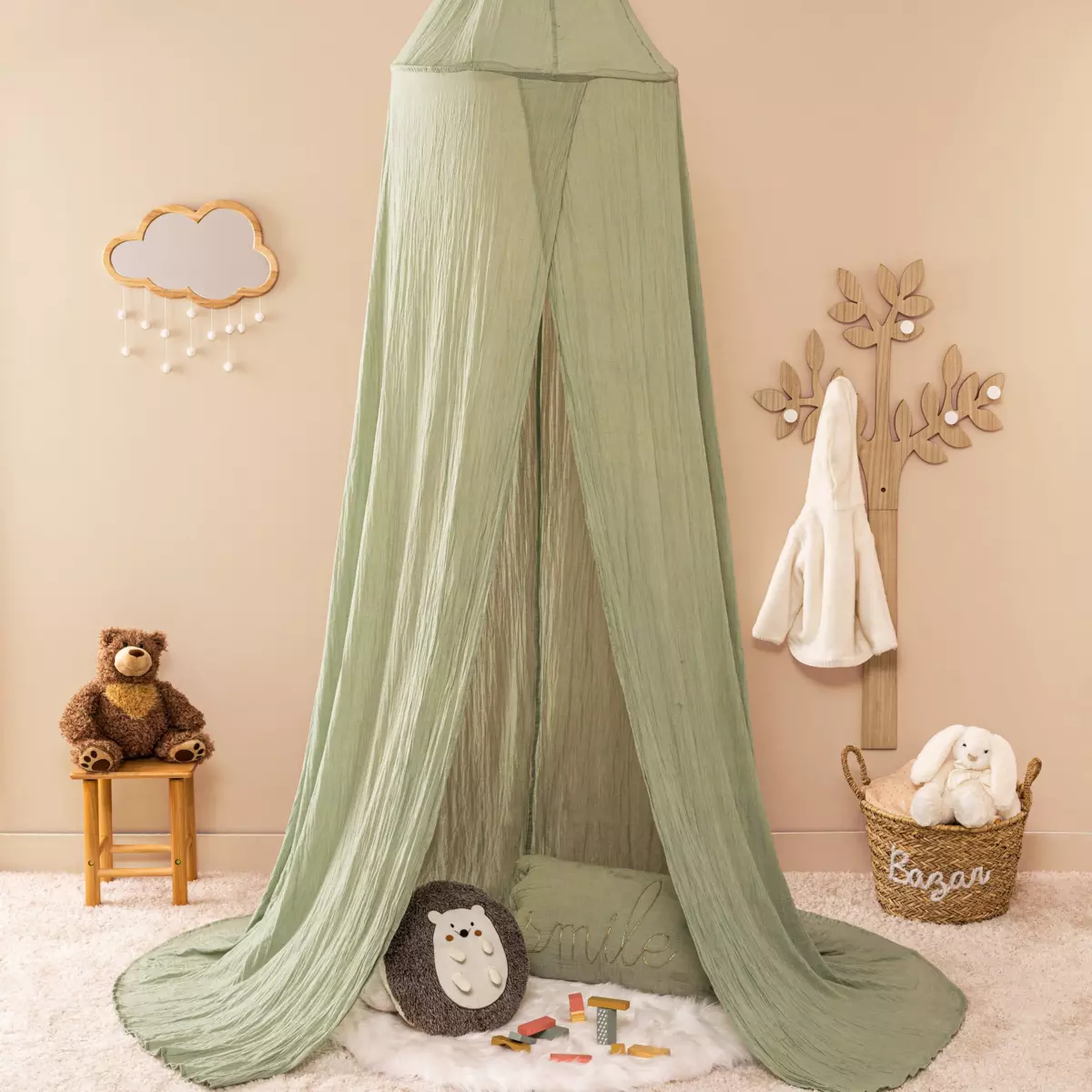 Ciel de lit gaze de coton enfant Lili Vert