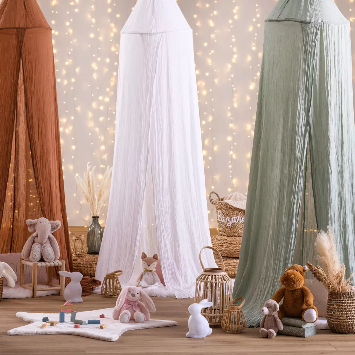 Ciel de lit gaze de coton enfant Lili Vert