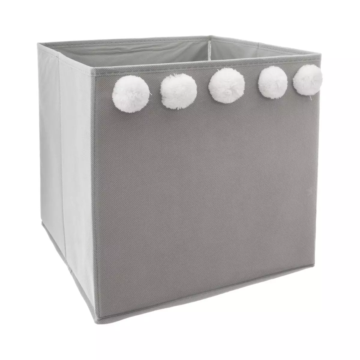 Panier de rangement 5 Pompons Gris 1
