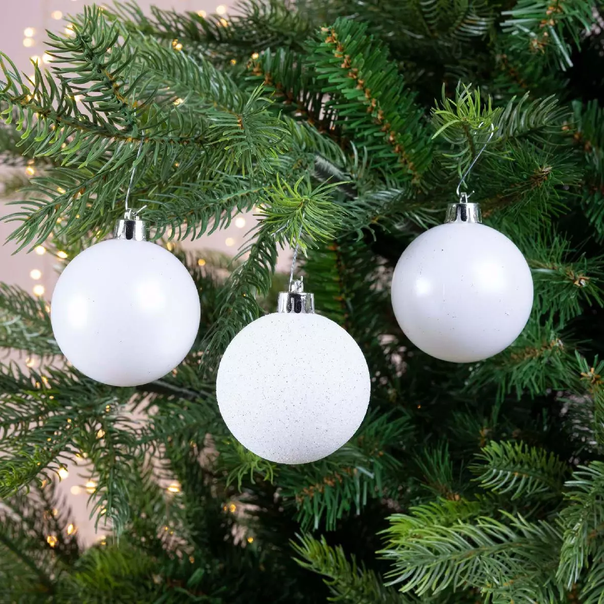 Lot de 30 boules de Noël assorties Alpine Blanc 2