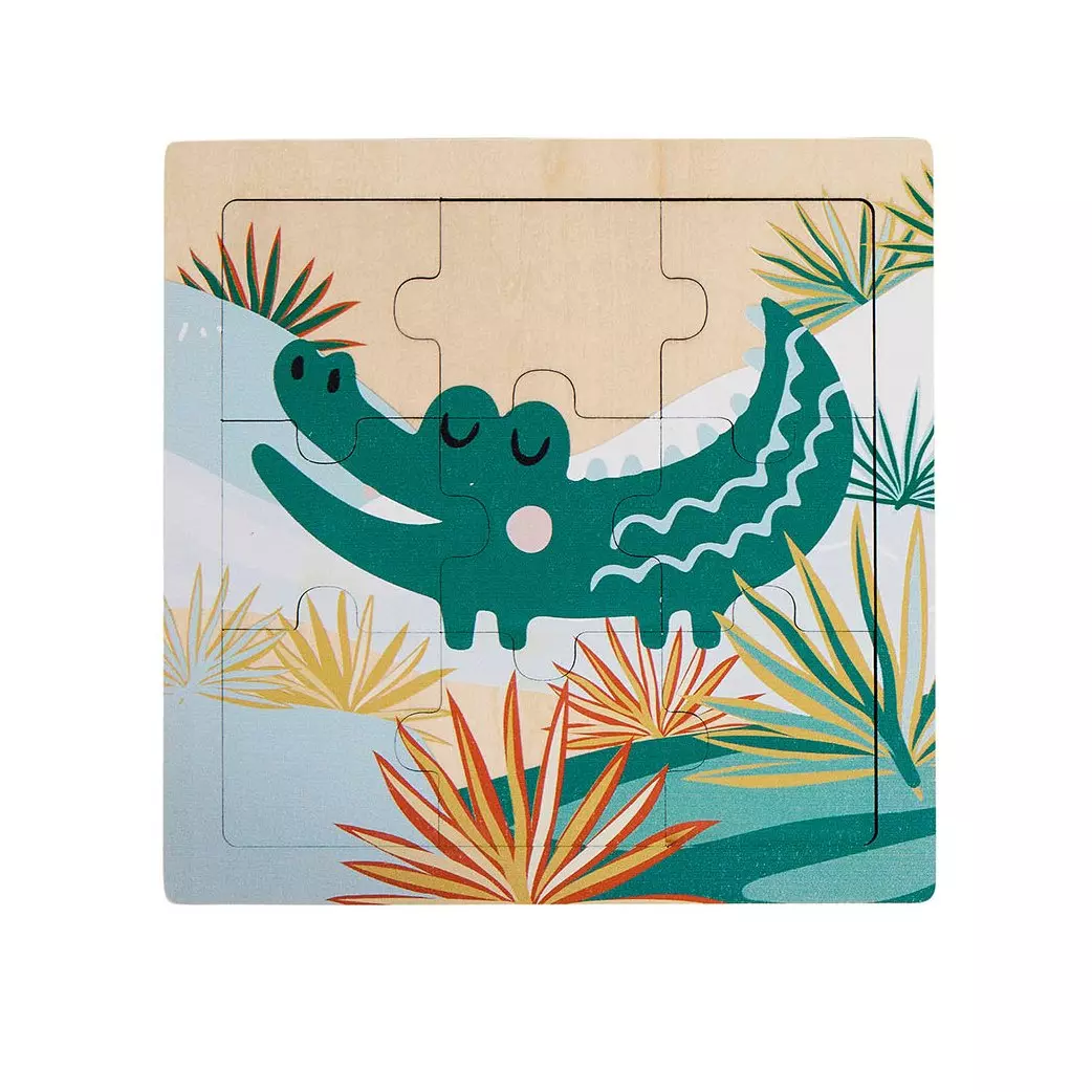 Puzzle bois enfant 9 pièces Croco Vert 1
