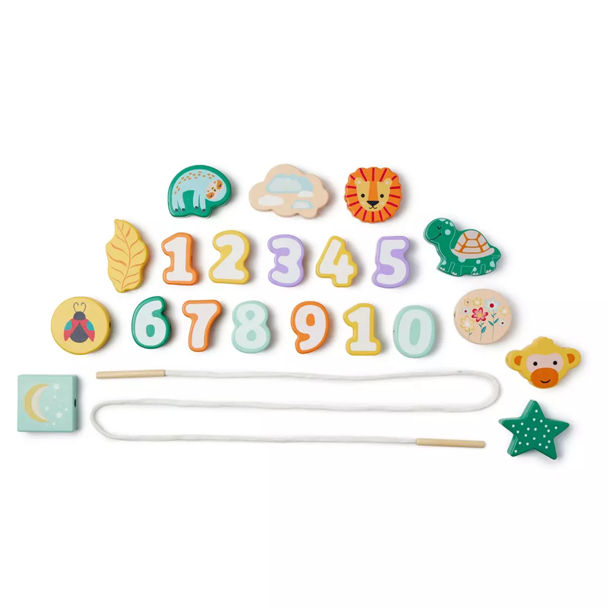 Juego de cuentas de madera Animaux  Multicolor 1