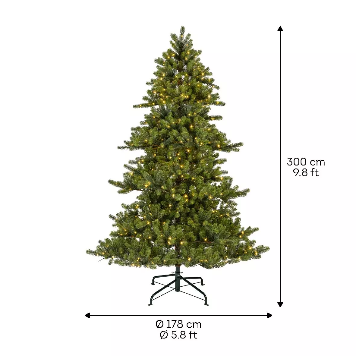 Sapin de Noël artificiel lumineux pour extérieur Yukon H300 cm Vert sapin 5