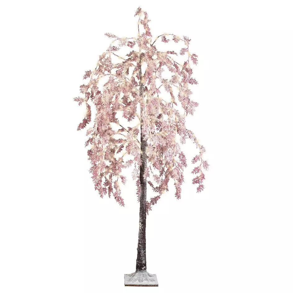 Saule pleureur lumineux Fleur rose H200  cm Rose 4