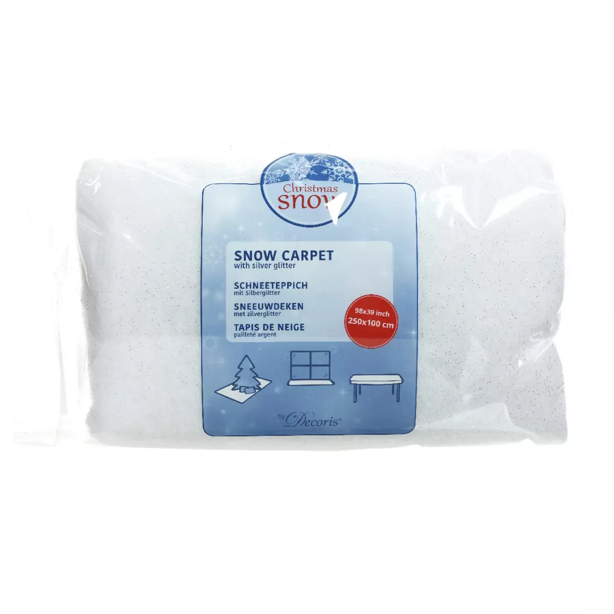 Tapis de neige rectangulaire Pailleté argent L250 cm 1