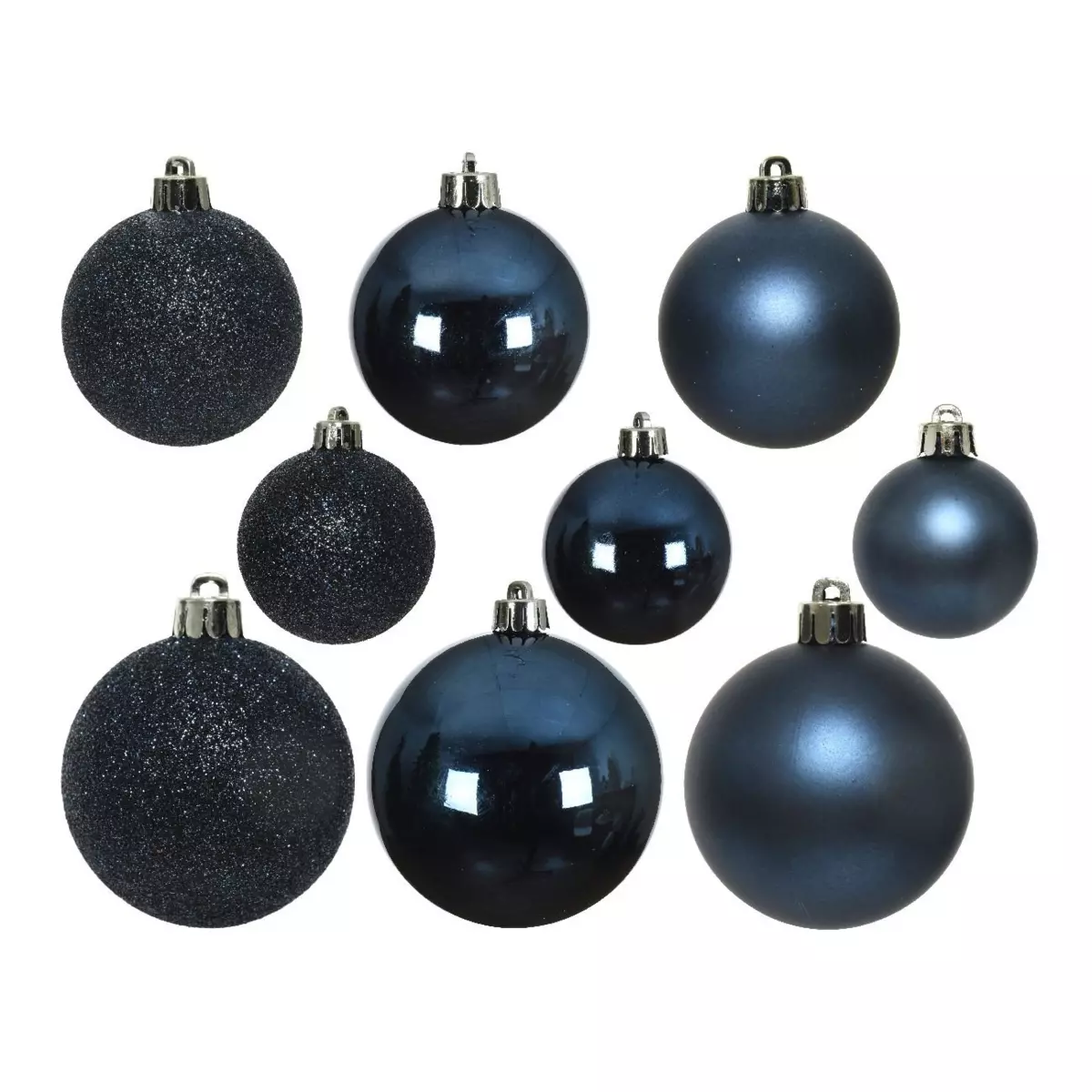 30er Set Weihnachtskugeln Alpin Dunkelblau 2