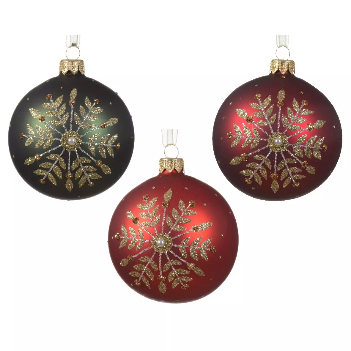 6er Set Weihnachtskugeln (D80 mm) aus Glas Célia Rot 2