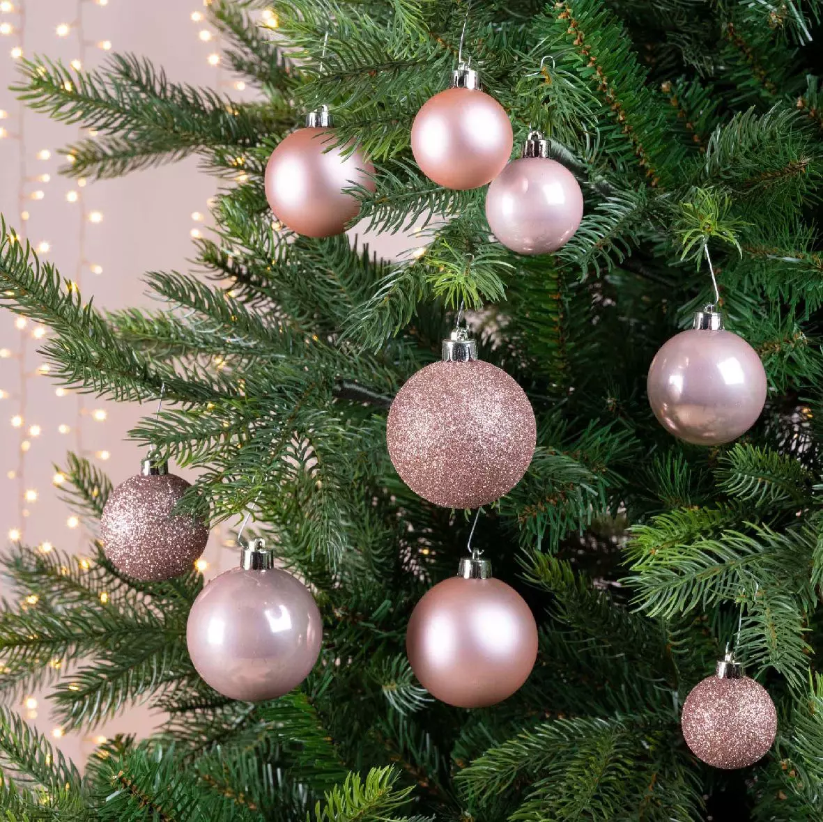 Lot de 30 boules de Noël assorties Alpine Rose poudré 2