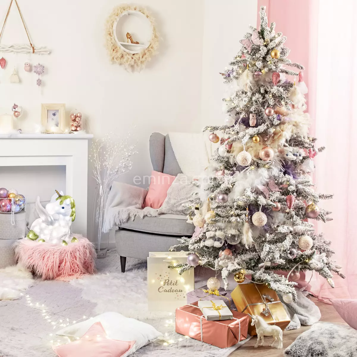 Confezione di  30 palline di Natale assortimento Alpine Bianco perlato