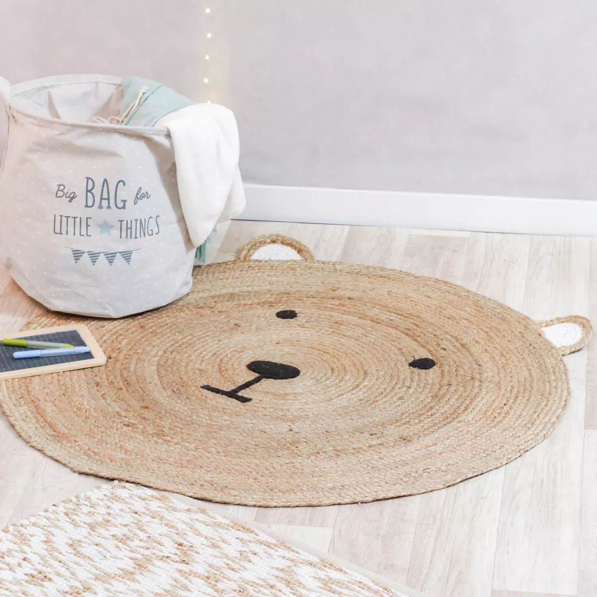 Tapis jute (100 cm) Ourson Beige 2